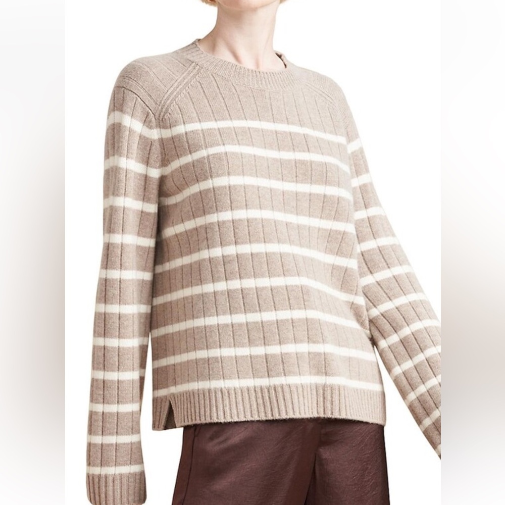 NWT La Ligne “Rocco” sweater in tan/cream stripe. Size Small.